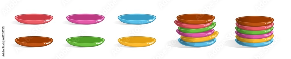 Dish icon set. Cartoon empty dishes isolated on white background Dish icon set. Cartoon empty dishes isolated on white background