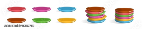 Dish icon set. Cartoon empty dishes isolated on white background