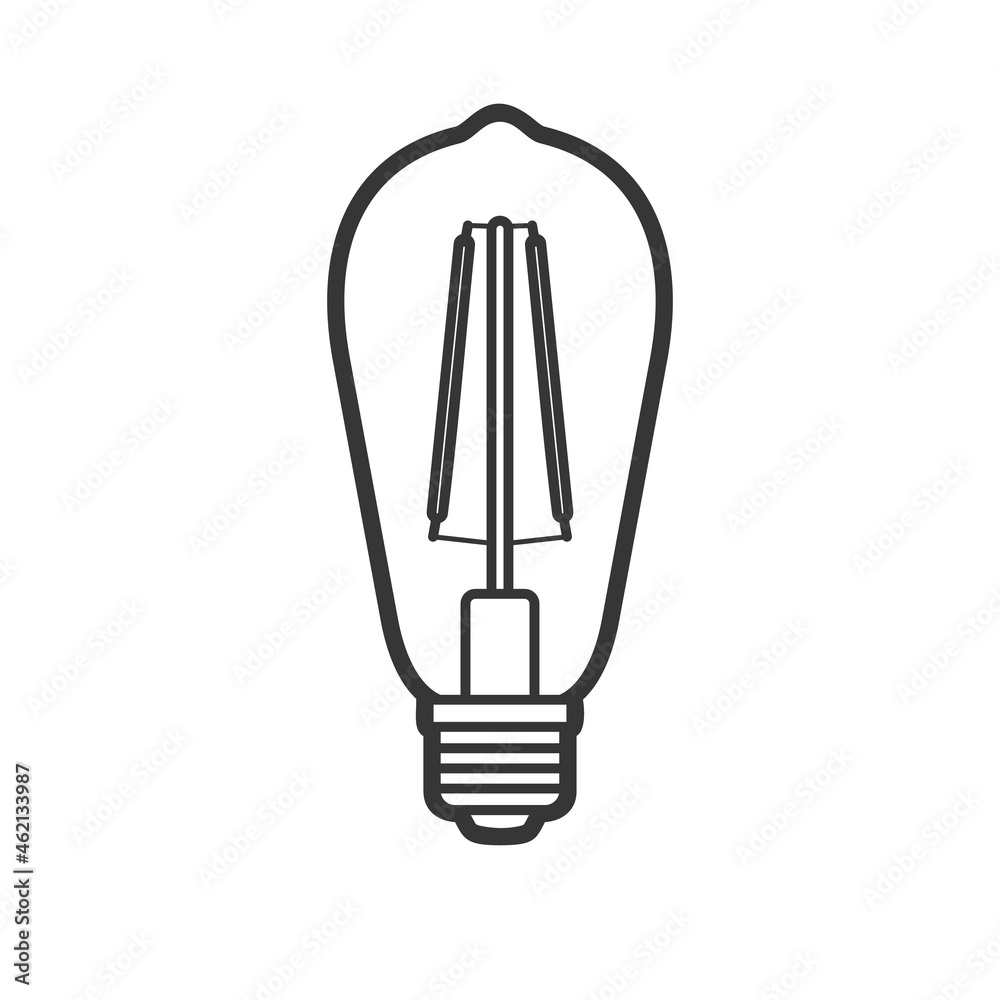 LED light lamp bulb vector outline icon, isolated on white background LED light lamp bulb vector outline icon, isolated on white background
