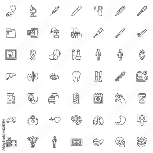 Healthcare and medical line icons set
