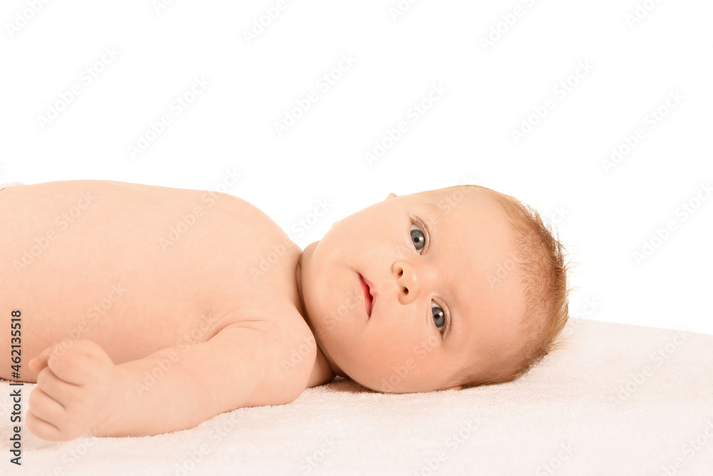 Little baby lying on white background Little baby lying on white background