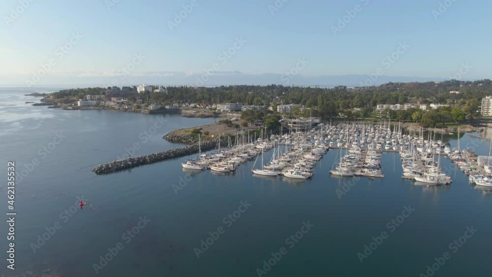 Drone over sailboats in harbour near Oak Bay BC. Drone over sailboats in harbour near Oak Bay BC.