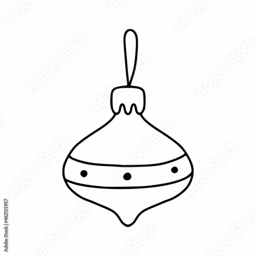 Christmas decorations for  fir tree. Icicle toy  doodle style. Cute Christmas trinket. Coloring book for kids.