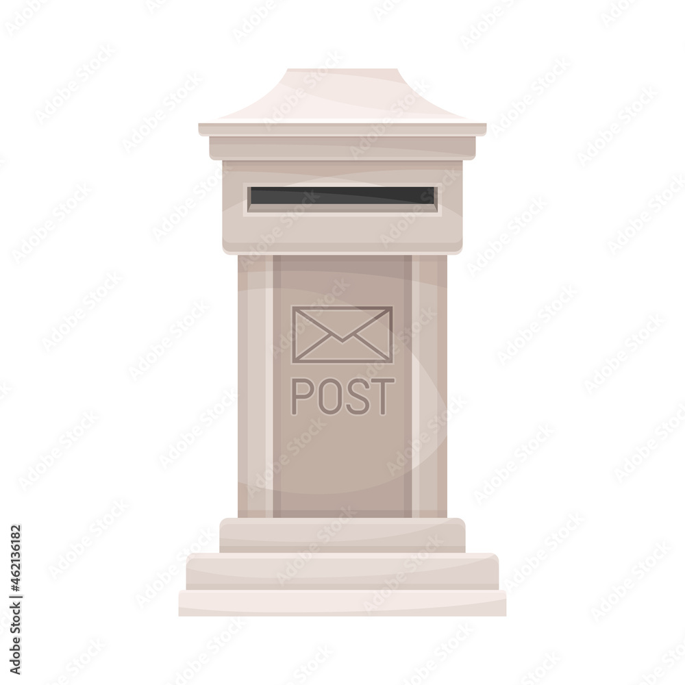Mailbox for sending correspondence. Retro post box for paper letters flat vector illustration Mailbox for sending correspondence. Retro post box for paper letters flat vector illustration