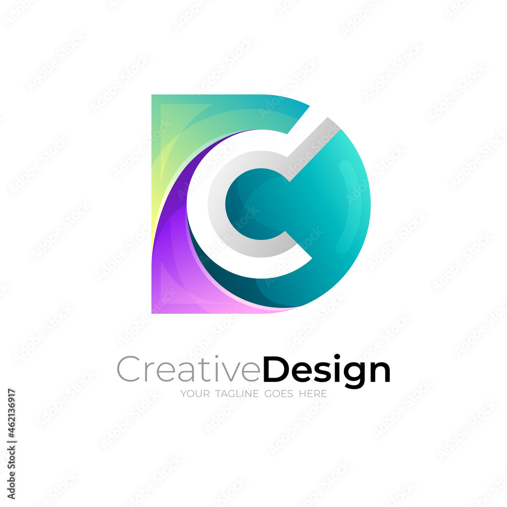 C logo and letter D design combination, 3d style C logo and letter D design combination, 3d style