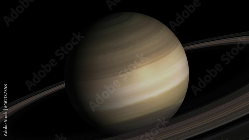 Concept 2-P1 View of the realistic planet saturn from space. High detailed 3D rendering.