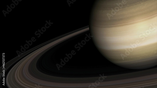 Concept 4-P1 View of the realistic planet saturn from space. High detailed 3D rendering.