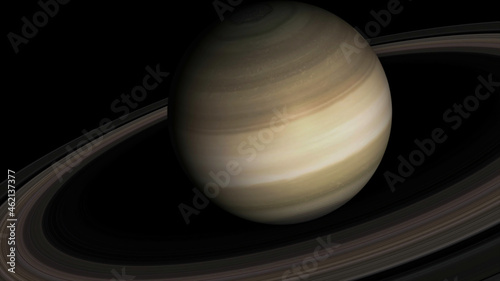 Concept 5-P1 View of the realistic planet saturn from space. High detailed 3D rendering.