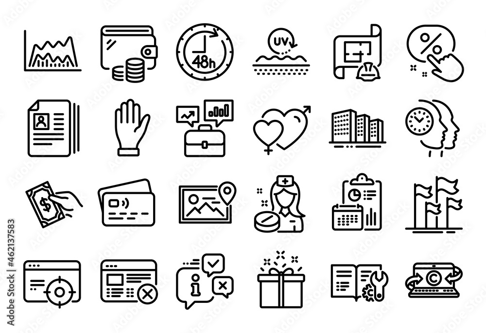 Vector set of Business portfolio, Engineering documentation and Photo location line icons set. Calendar report, Money wallet and Credit card tag. Vector Vector set of Business portfolio, Engineering documentation and Photo location line icons set. Calendar report, Money wallet and Credit card tag. Vector