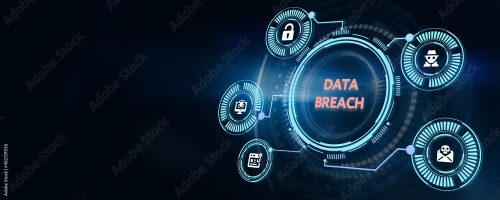 Cyber security data protection business technology privacy concept. 3d illustration.Data breach