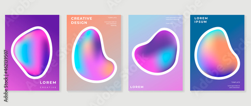 Fluid gradient background. Minimalist posters, cover, wall arts with colorful geometric shapes and liquid color. Modern wallpaper design for presentation, home decoration.  website and banner.