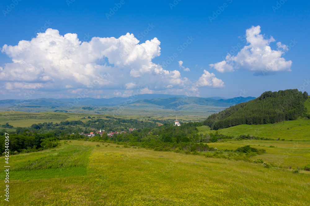Aerial drone view of a countryside village, Romania Aerial drone view of a countryside village, Romania