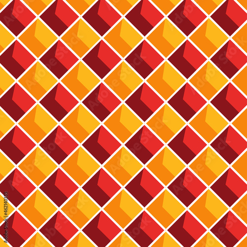 Geometric Seamless Pattern With Intersecting Lines Background In Orange And Red Color.