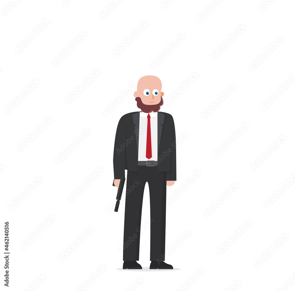 Flat vector brutal killer isolated on white background Flat vector brutal killer isolated on white background