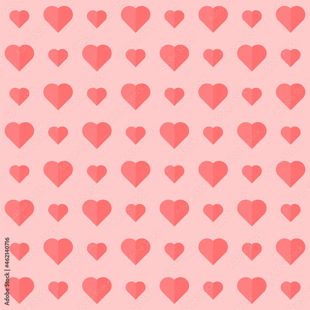 Seamless Pattern Background Decorated With Heart In Pink Color.