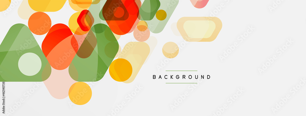 Color bubbles and rounded geometric shapes on white. Vector geometric minimal abstract background for wallpaper, banner, background, landing page Color bubbles and rounded geometric shapes on white. Vector geometric minimal abstract background for wallpaper, banner, background, landing page