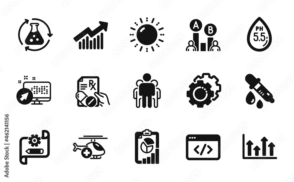 Vector set of Medical helicopter, Demand curve and Group icons simple set. Sun energy, Settings gears and Report icons. Chemistry experiment, Seo script and Upper arrows signs. Vector Vector set of Medical helicopter, Demand curve and Group icons simple set. Sun energy, Settings gears and Report icons. Chemistry experiment, Seo script and Upper arrows signs. Vector