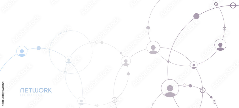 Naklejka Tło sieci. Połączenia z punktami, liniami i ikonami ludzi. Ilustracja wektorowa