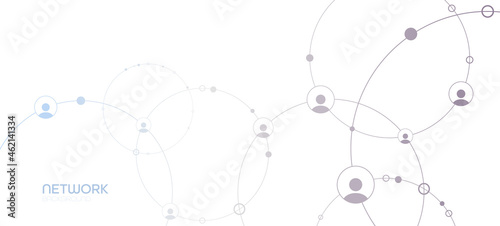 Network background. Connections with points, lines, and people icons. Vector illustration