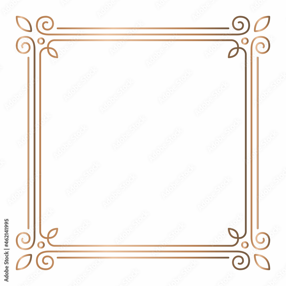 Simple geometric linear golden frame, design elements Simple geometric linear golden frame, design elements