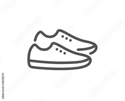 Shoes line icon. Sport footwear sign. Fashion sneakers symbol. Quality design element. Line style shoes icon. Editable stroke. Vector