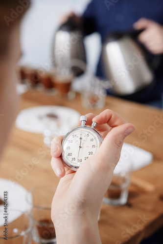 Using stopwatch for brewing coffee