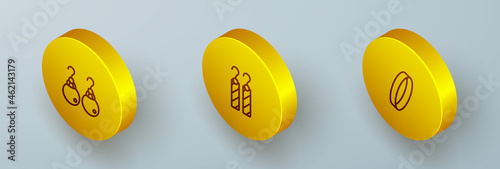 Set Isometric line Earrings, and Wedding icon. Vector