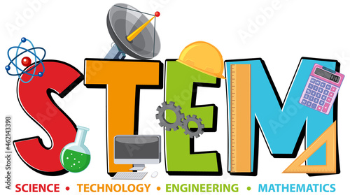 Colourful STEM education text icon