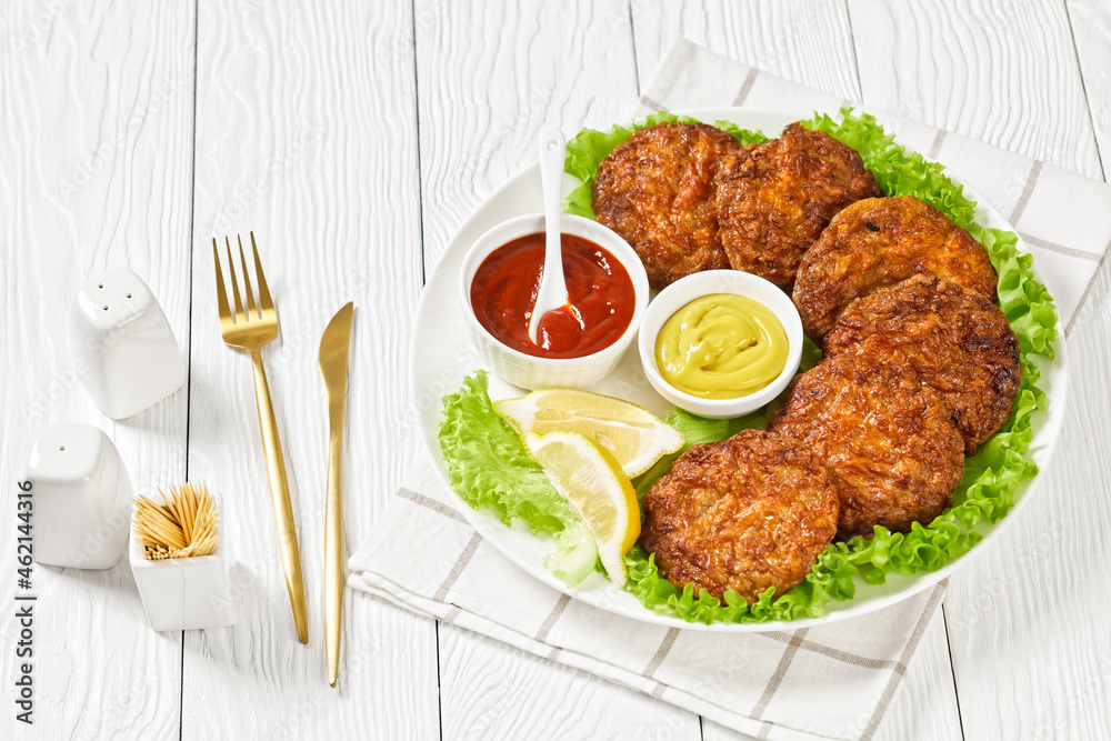baked pork patties with browned cheese crust baked pork patties with browned cheese crust