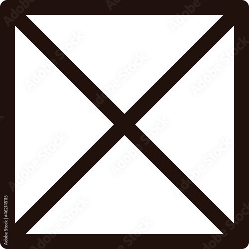 余白の広い四角い禁止マークの黒色ベクターイラスト no.02