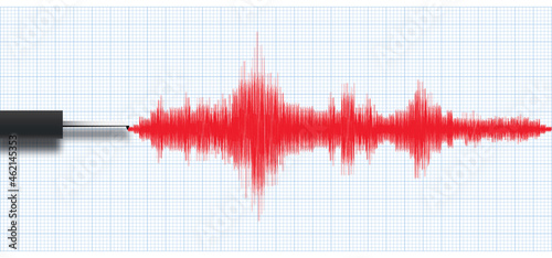 Earthquake seismograph polygraph machine vector illustration photo
