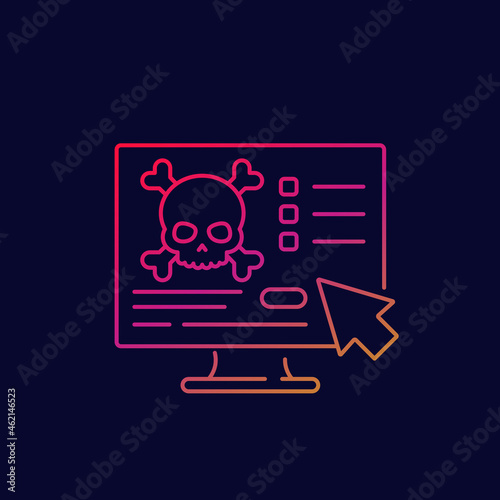 malware or security threat, thin line icon