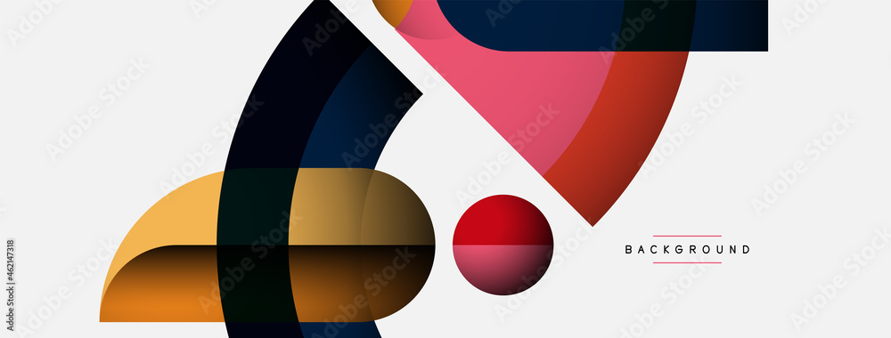 Geometric abstract background. Round shapes, circles, lines composition for wallpaper banner background or landing page Geometric abstract background. Round shapes, circles, lines composition for wallpaper banner background or landing page
