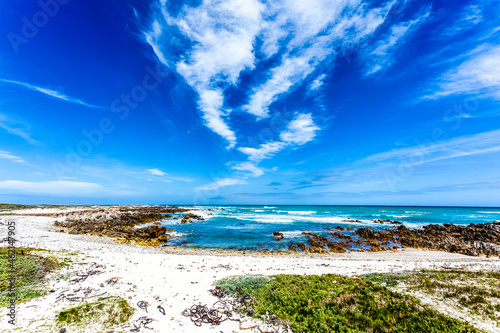 View at the Indian Ocean from the Southernmost Tip of Africa, Cape Agulhas, South Africa