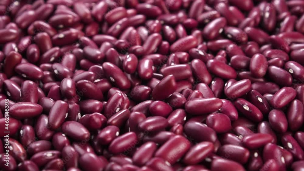 Falling red kidney beans in slow motion. Close up. Unprocessed raw legumes. Uncooked japanese food. Rotation Falling red kidney beans in slow motion. Close up. Unprocessed raw legumes. Uncooked japanese food. Rotation