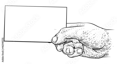 Hand Holding Business Card Letter Message Flyer