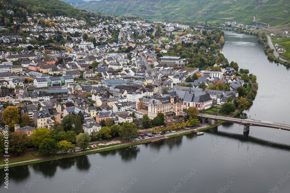 Townscape with the Moselle river, Bernkastel-Kues, Moselle valley, Rhineland-Palatinate, Germany, Europe