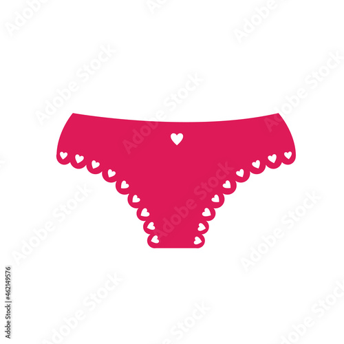 womens underpants silhouette vector. Briefs shorts with red hearts. Women's Clothing
