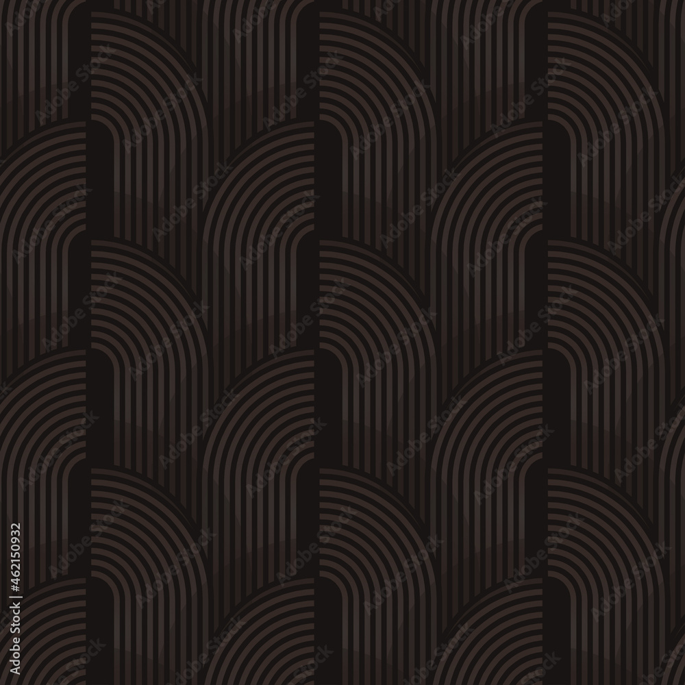 geometric retro style pipes seamless tile in dark brown on black