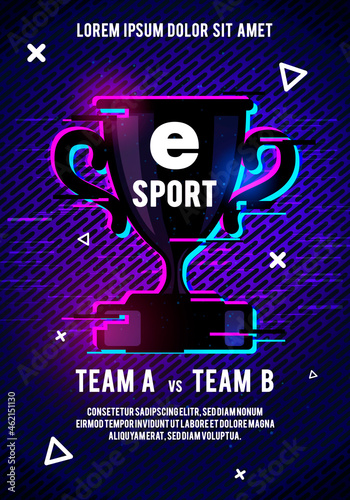 Vector Illustration E Sport Game Poster With Trophy