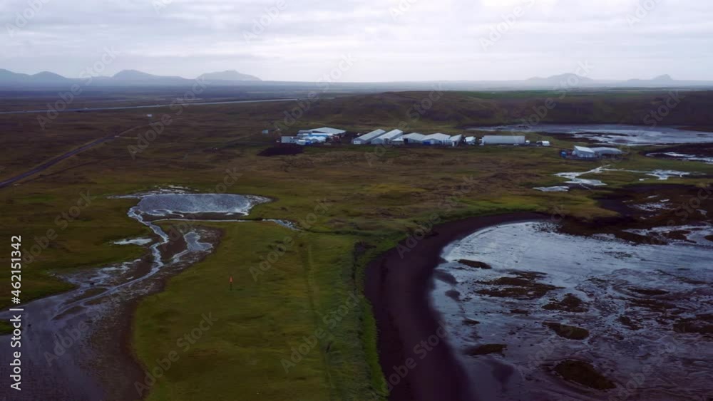Vast Open Landscape Of Vogar Region In Iceland - aerial shot Vast Open Landscape Of Vogar Region In Iceland - aerial shot