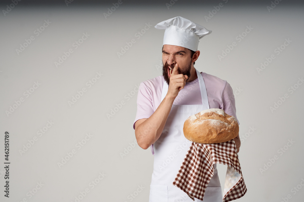 male chef with bread cooking food service baking male chef with bread cooking food service baking