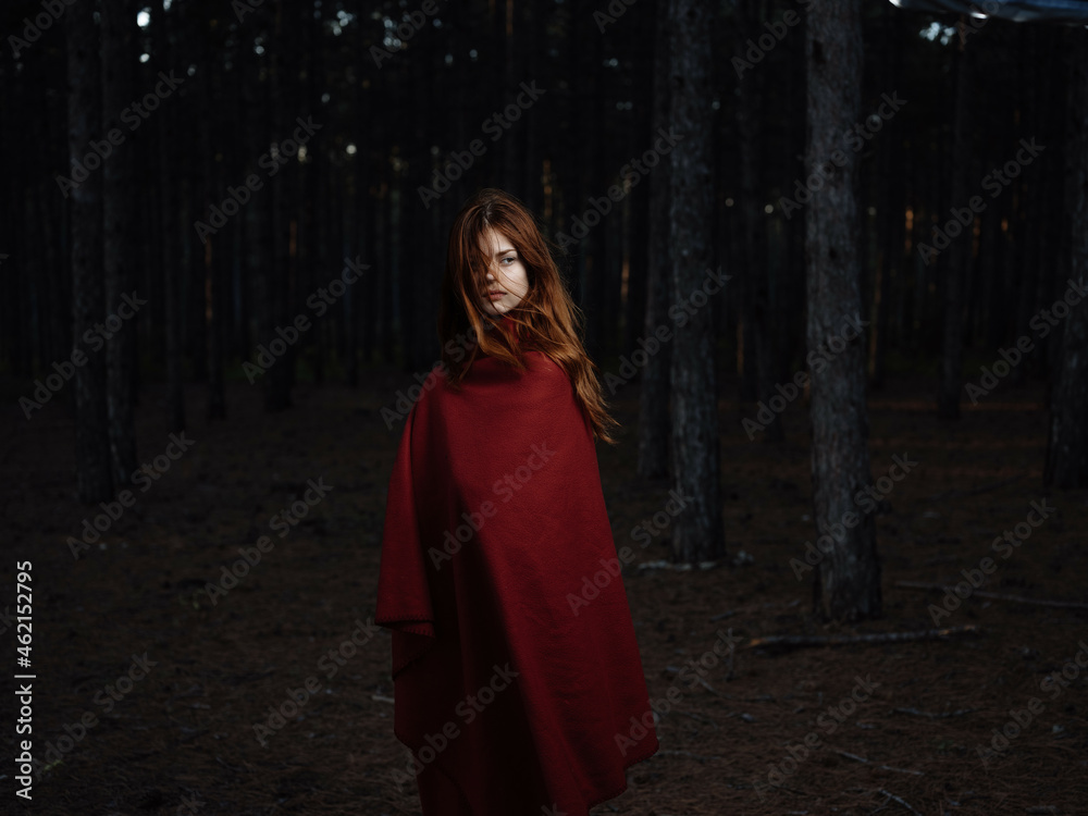 woman in red plaid in the forest nature travel fresh air woman in red plaid in the forest nature travel fresh air