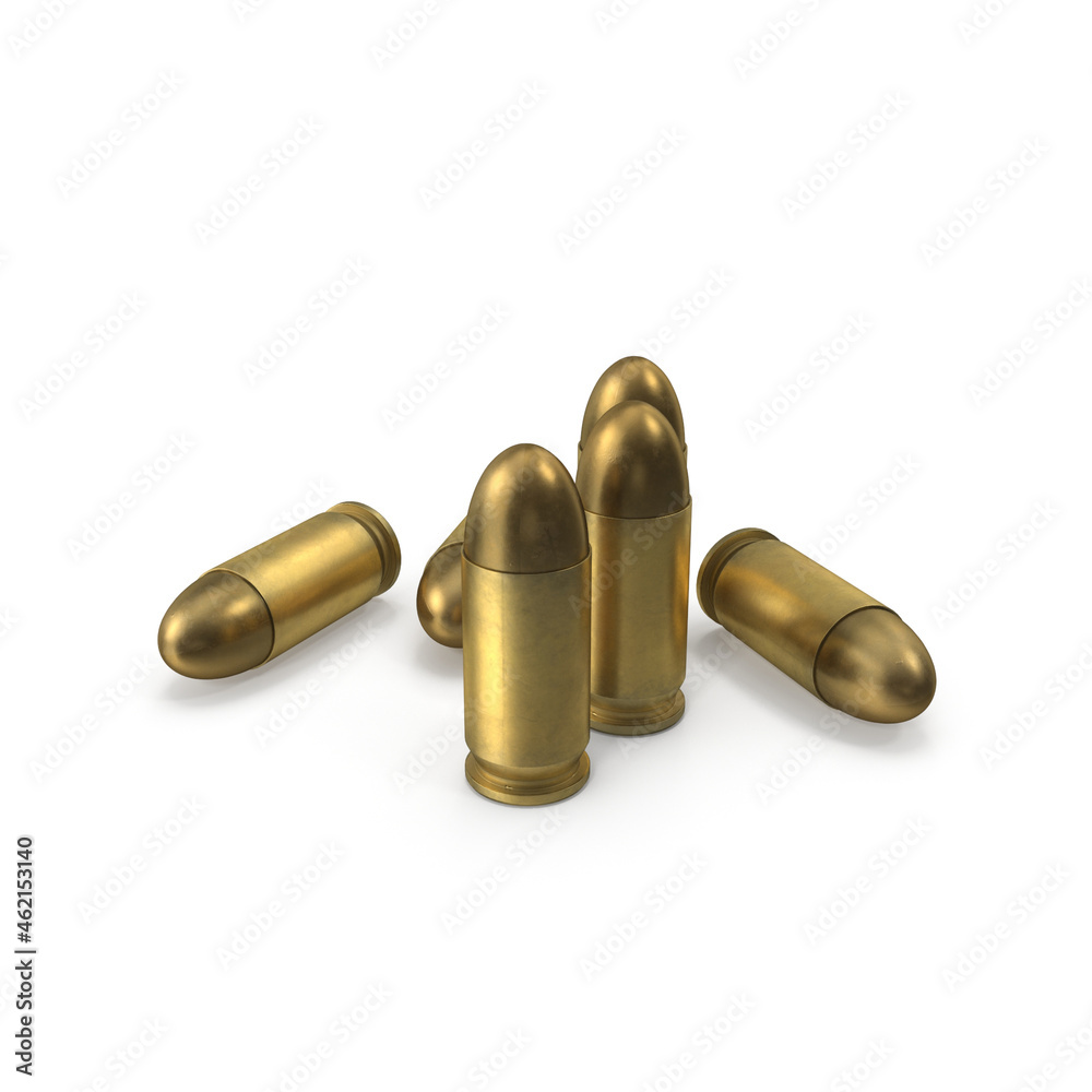 11.43x23 .45 ACP Cartridge Isolated on white 3D Illustration 11.43x23 .45 ACP Cartridge Isolated on white 3D Illustration