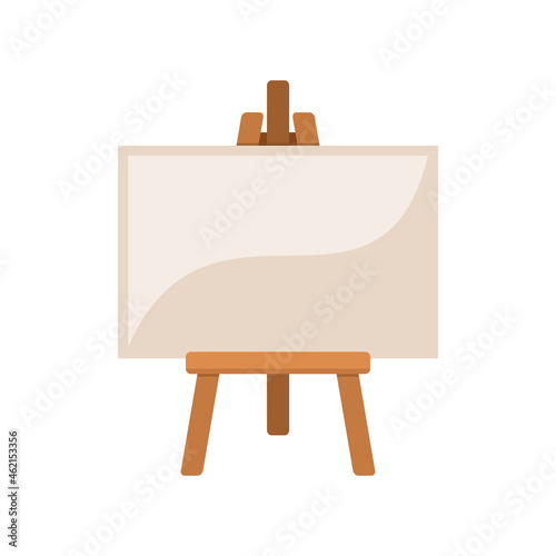 Wooden art easel and blank canvas.