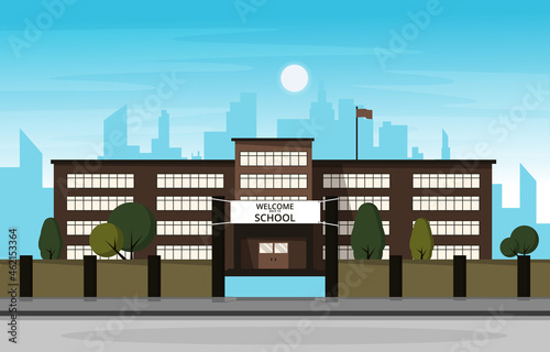 Student Back to School Building Study Education Vector Illustration