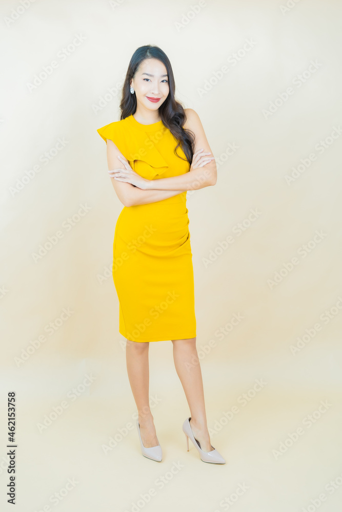 Portrait beautiful young asian woman smile with action Portrait beautiful young asian woman smile with action