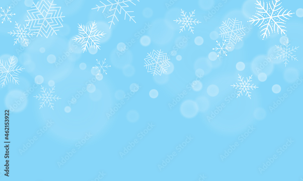 Beautiful Christmas background with blur and snowflakes. Vector.