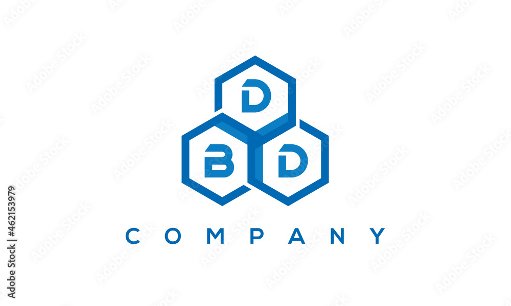 DBD three letters creative polygon hexagon logo	