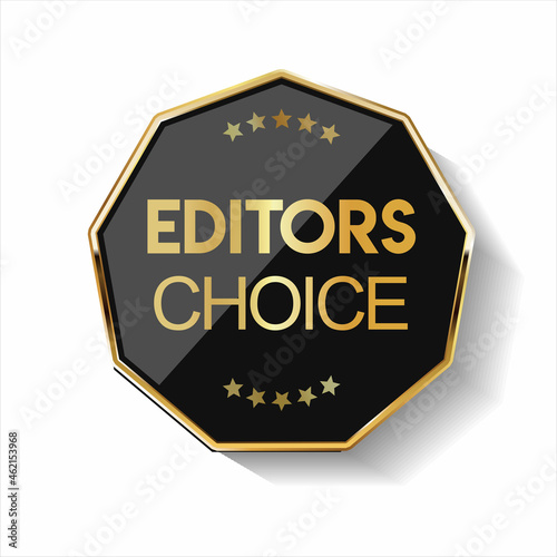 Golden editors choice badge on white background